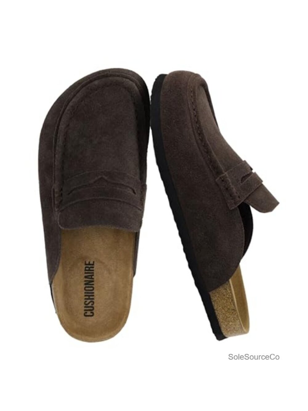 Genuine Leather Suede Mule Clogs Women Slip On Memory Foam Penny Strap Comfort
